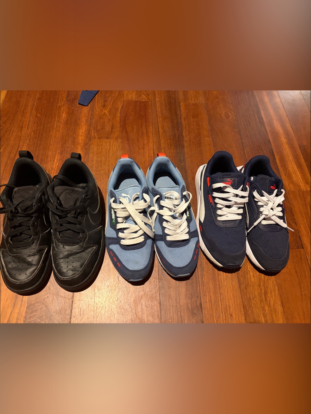 Puma Kids Sneakers Set in Light Blue & Navy, Nike kids black .. Lote 3 pares